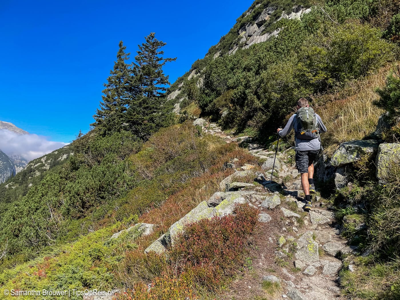 Naar boven hiken bij de Gelmerbahn