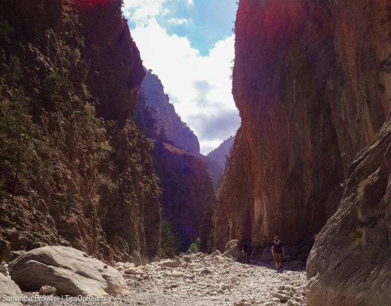 De ijzeren poort in de Samariakloof op Kreta, Griekenland