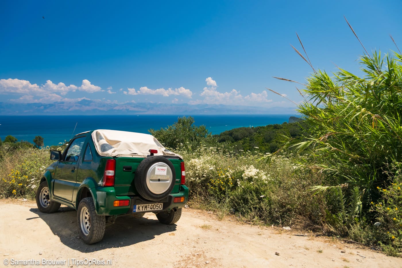Suzuki Jimny op Corfu, onze huurauto